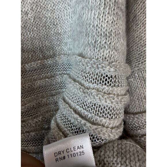 QUINN Light Grey Sweater Sz S Linen Cashmere Ribbed Coastal Grandma - Picture 3 of 6